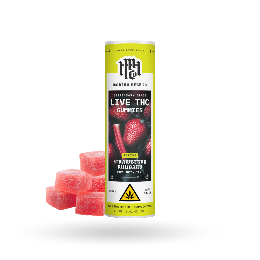Live Resin D9 THC Gummies: Strawberry Rhubarb (Sativa)