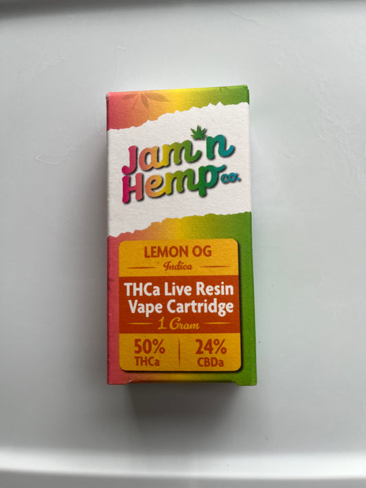 Jamn'Hemp Lemon OG THCa Live Resin Vape Cartridges