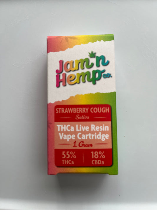 Jamn'Hemp Strawberry Cough THCa Live Resin Vape Cartridges