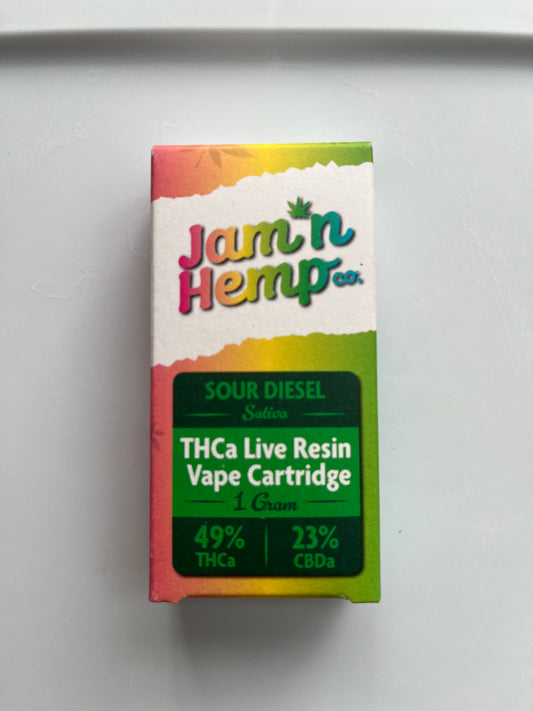 Jam n' Hemp Sour Diesel THCa Live Resin Vape Cart