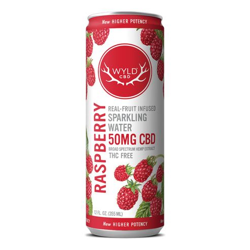Wyld CBD Sparkling Water THC-Free Raspberry 50mg CBD