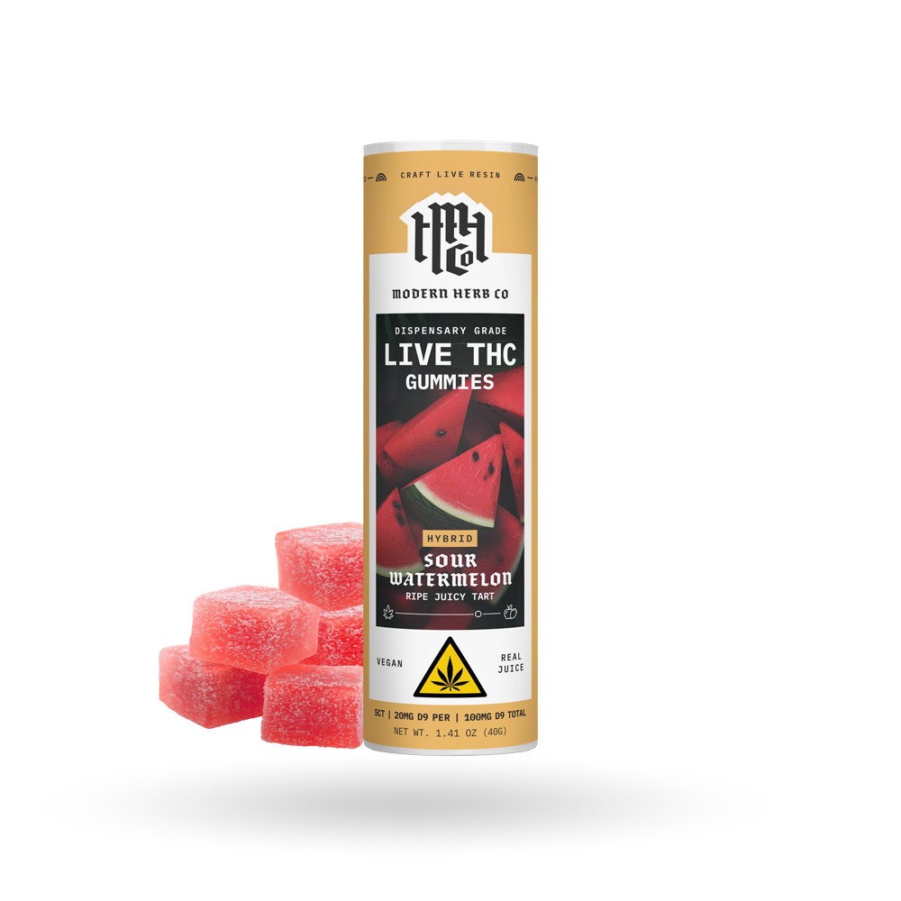 Live Resin D9 THC Gummies: Sour Watermelon (Hybrid)