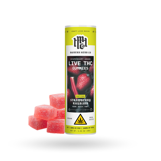 Live Resin D9 THC Gummies: Strawberry Rhubarb (Sativa)