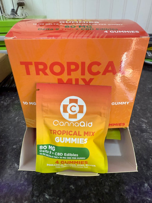 Cannaaid Tropical Mix Gummies 10mg THCA 10mg CBD