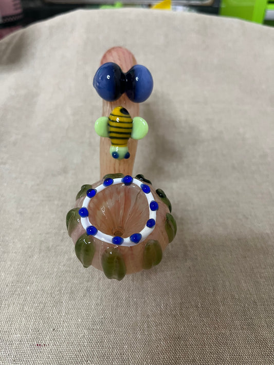 5" Color Changing Raked Glass Bee Sherlock Pipe