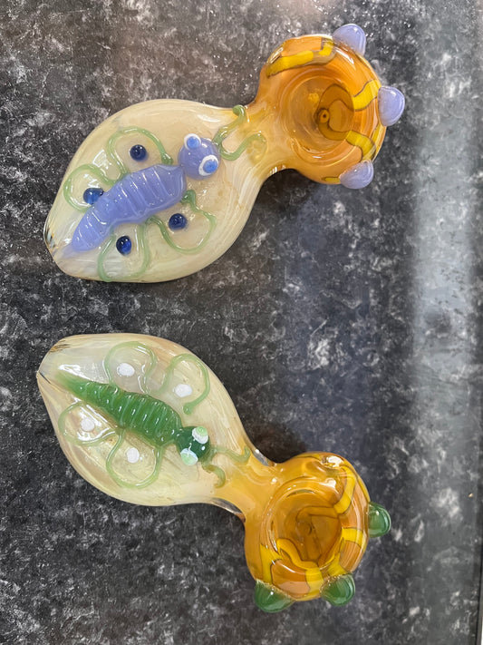 4.5" Color Changing Fumed Butterfly Glass Pipe